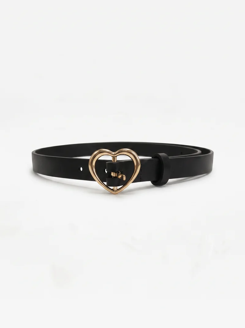 Cintura farfalla rosa e cuore nero bianco - Nero
