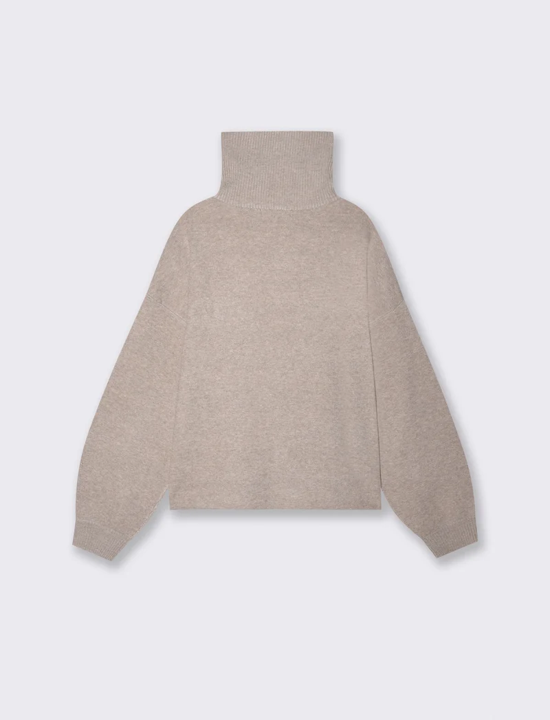 Maglia over manica lunga con zip - Beige grano