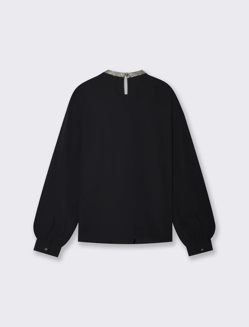 Casacca collo coreano con borchie applicate - Nero