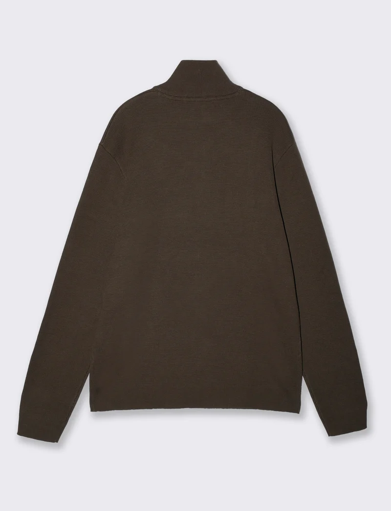 Maglia lupetto con cerniera regular fit - Moro