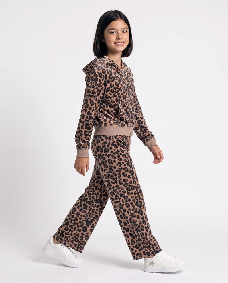 Jogger leopardati in ciniglia ampia - Leopardato