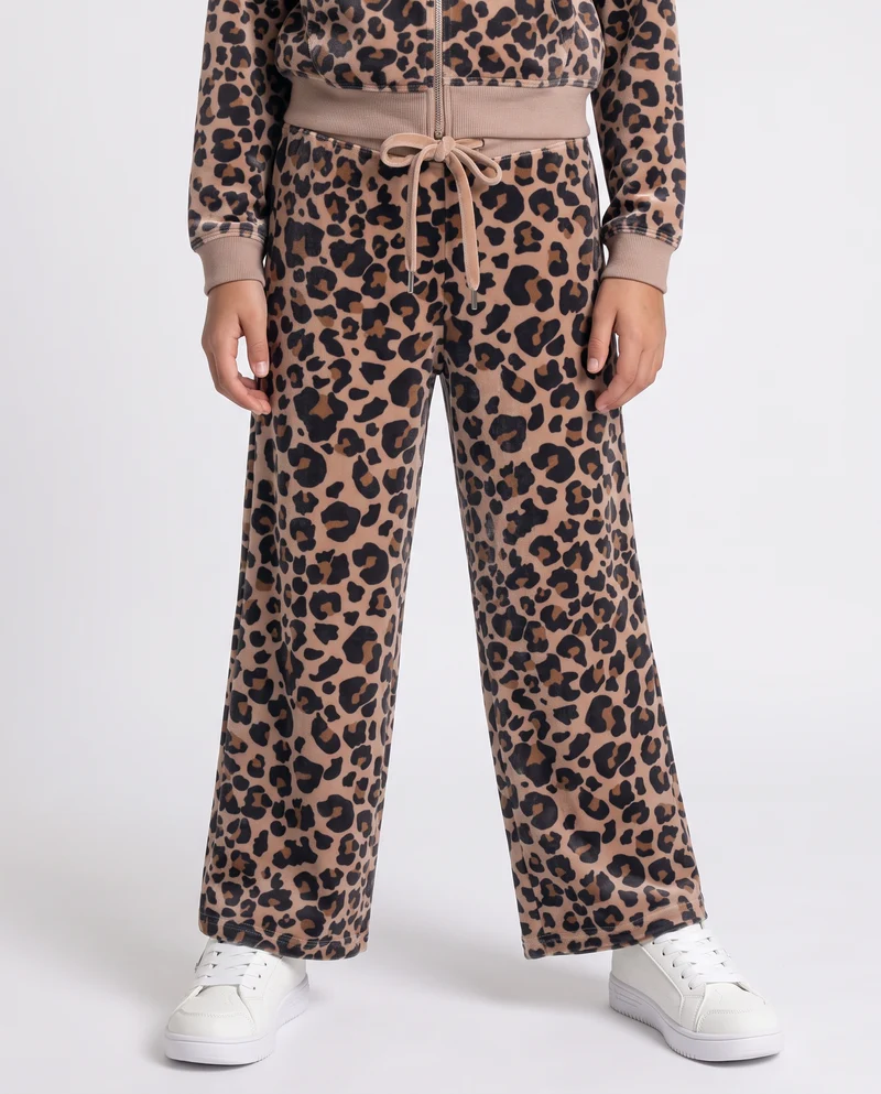 Jogger leopardati in ciniglia ampia - Leopardato