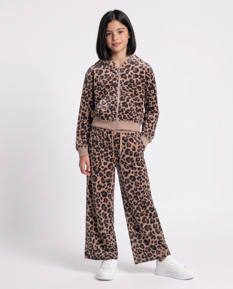 Jogger leopardati in ciniglia ampia - Leopardato