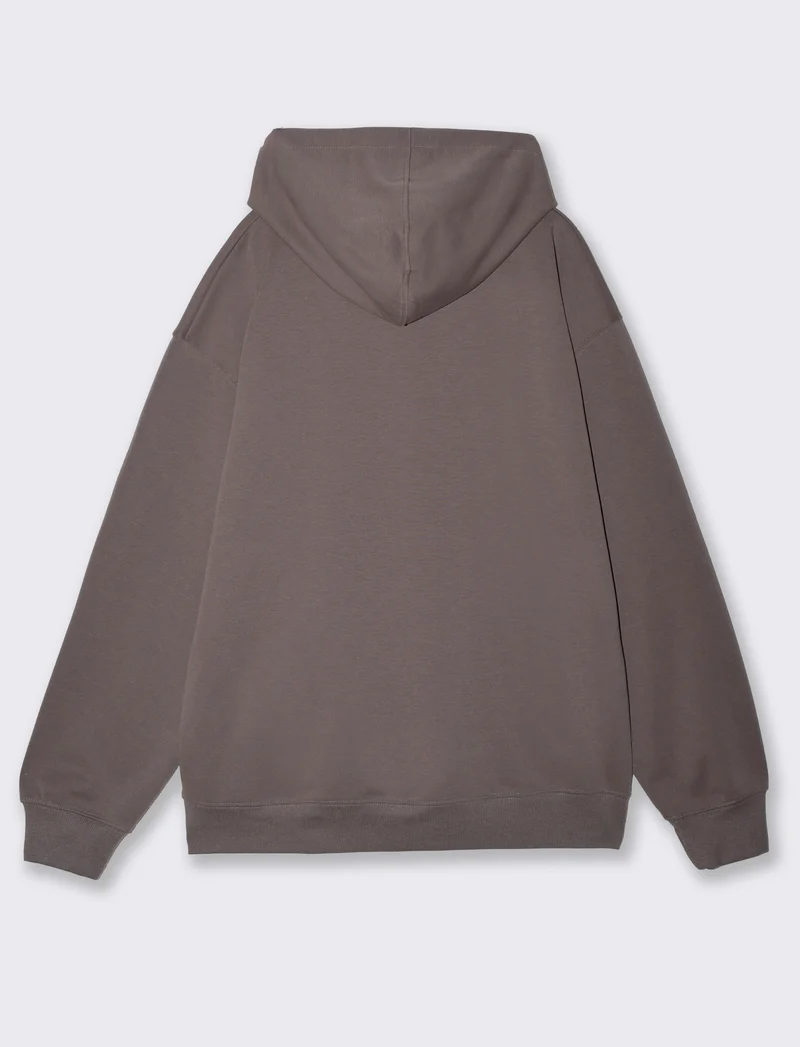 Felpa Cappuccio Relaxed Fit in Interlock - Grigio