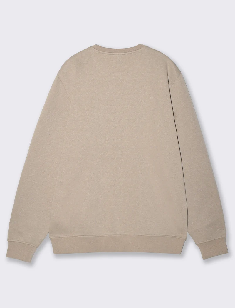 Felpa girocollo melange con stampa flock - Beige