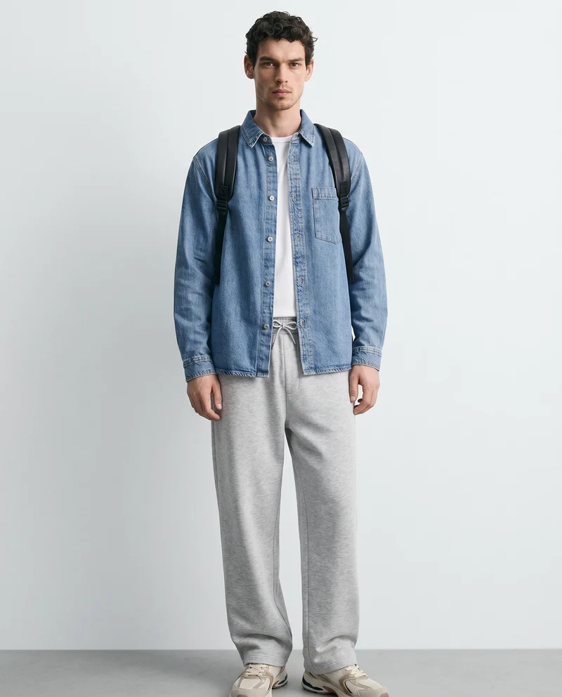 Camicia denim relaxed fit con tasca petto - Denim