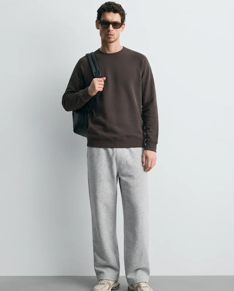 Felpa Jacquard Girocollo Regular Fit - Moro
