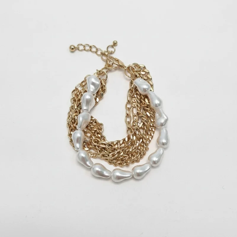 Bracciale multi catene con perle eleganti - Oro