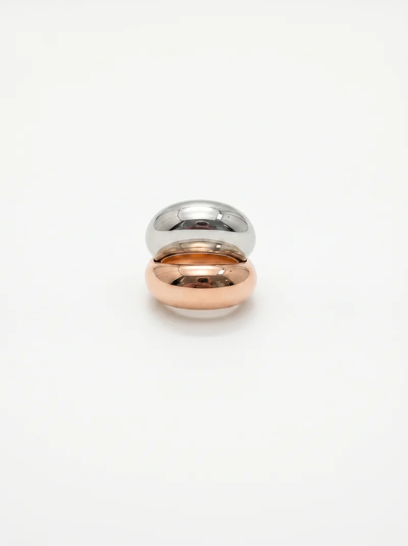 Anello elastico doppio in due colori - Oro rosa