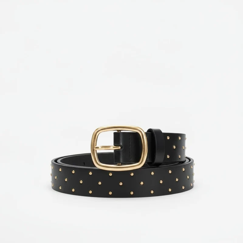 Cintura semilucida con borchie piccole - Nero