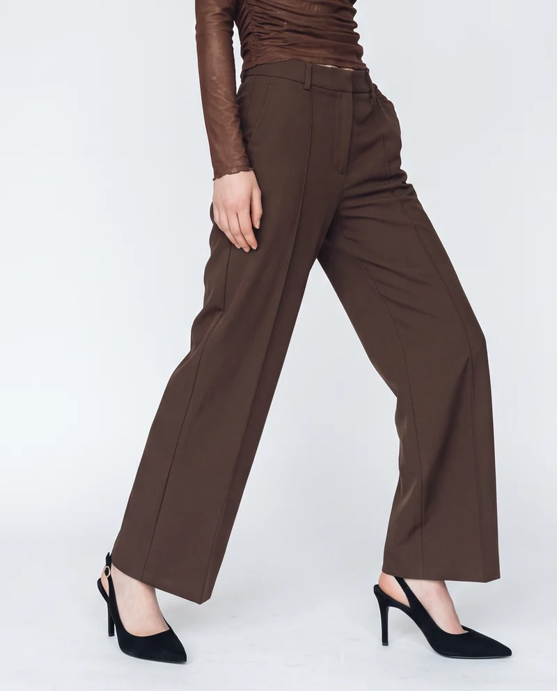 Pantalone wide leg high waist classico - Moro