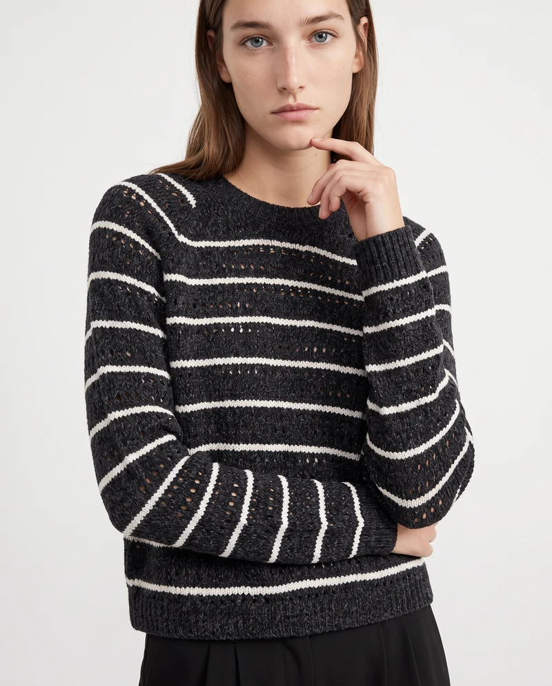 Pullover in ciniglia girocollo crop - var 2