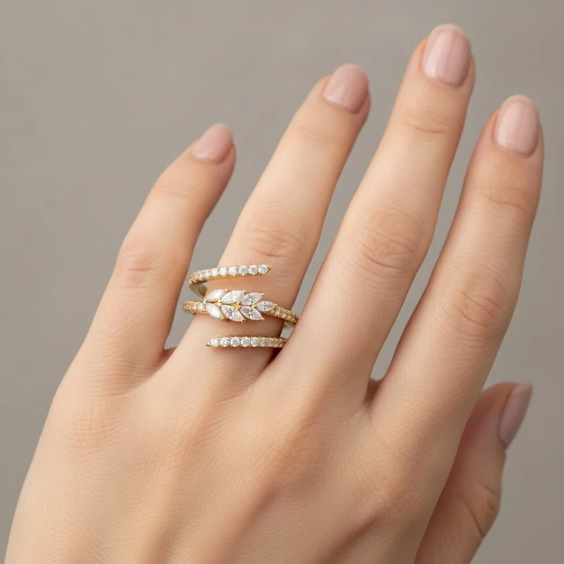 Anello elica con strass - Oro
