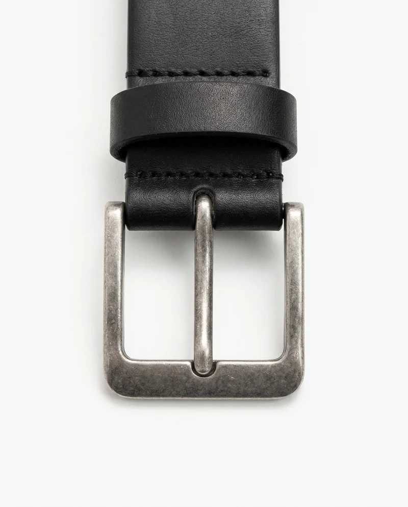 Cintura uomo fusto bombato 2 passanti 3,5cm - Nero