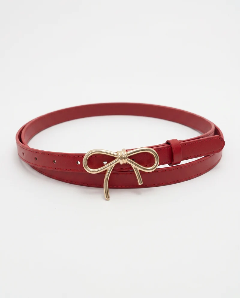 Cintura fibbia fiocco 1 cm elegante - Rosso