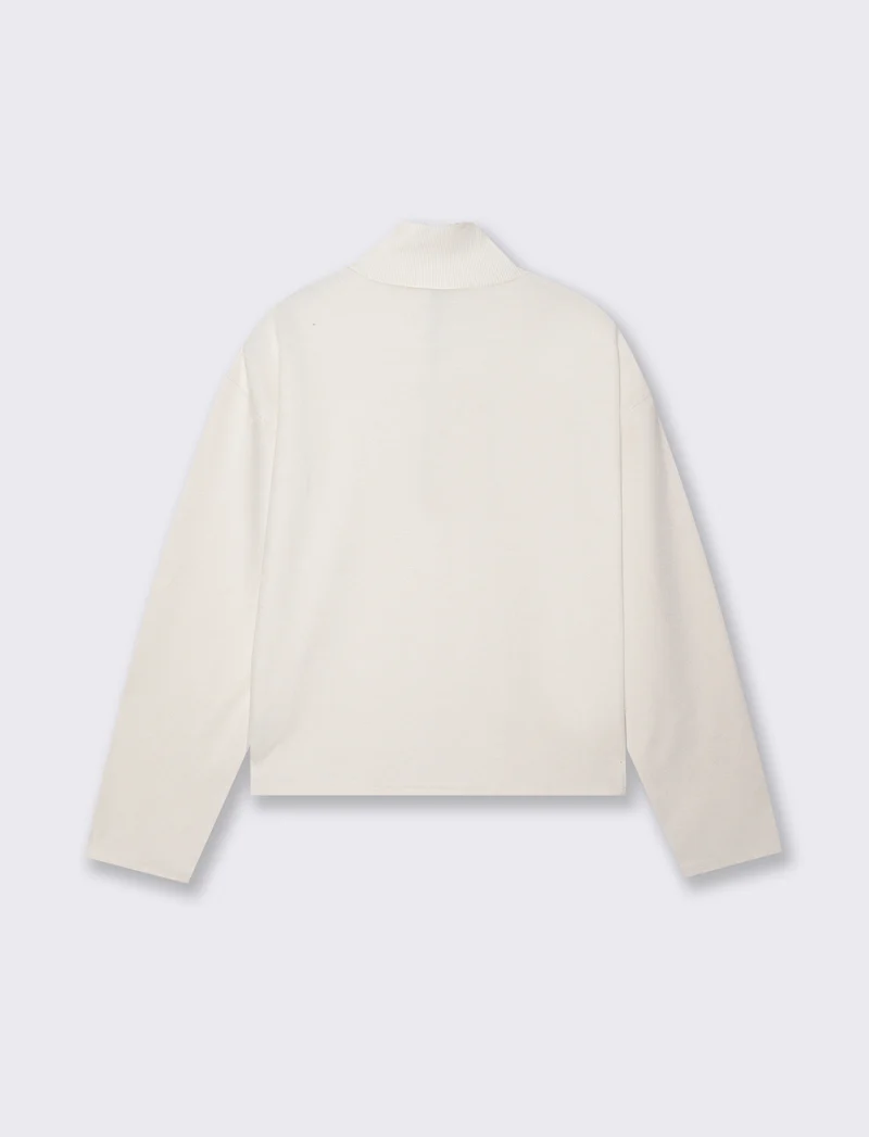 T-shirt collo alto basica e regolare - Avorio