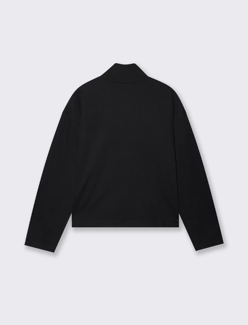 T-shirt collo alto basica e regolare - Nero