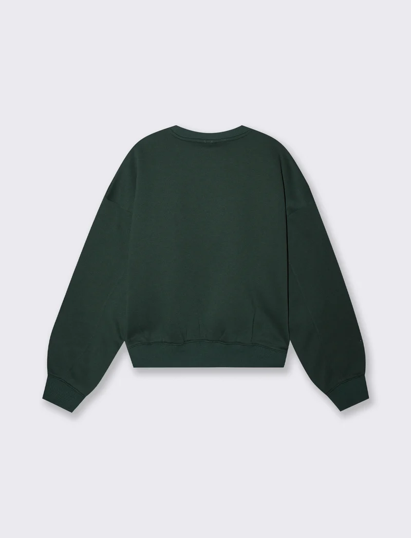 Felpa over crop con paricollo elegante - Verde bosco