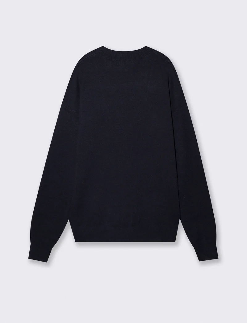 Maglia Cardigan con Scollo a V e Bottoni - Blu