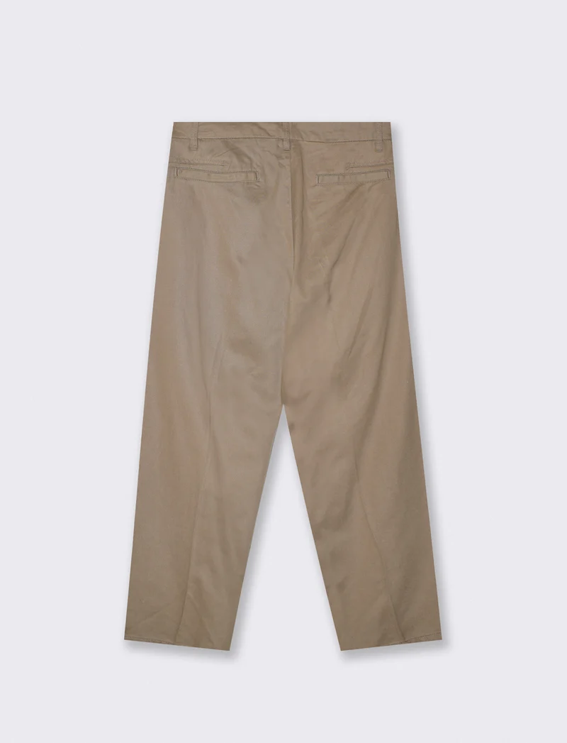 Pantaloni Chino Loose Wide Leg in Cotone - Verde kaki
