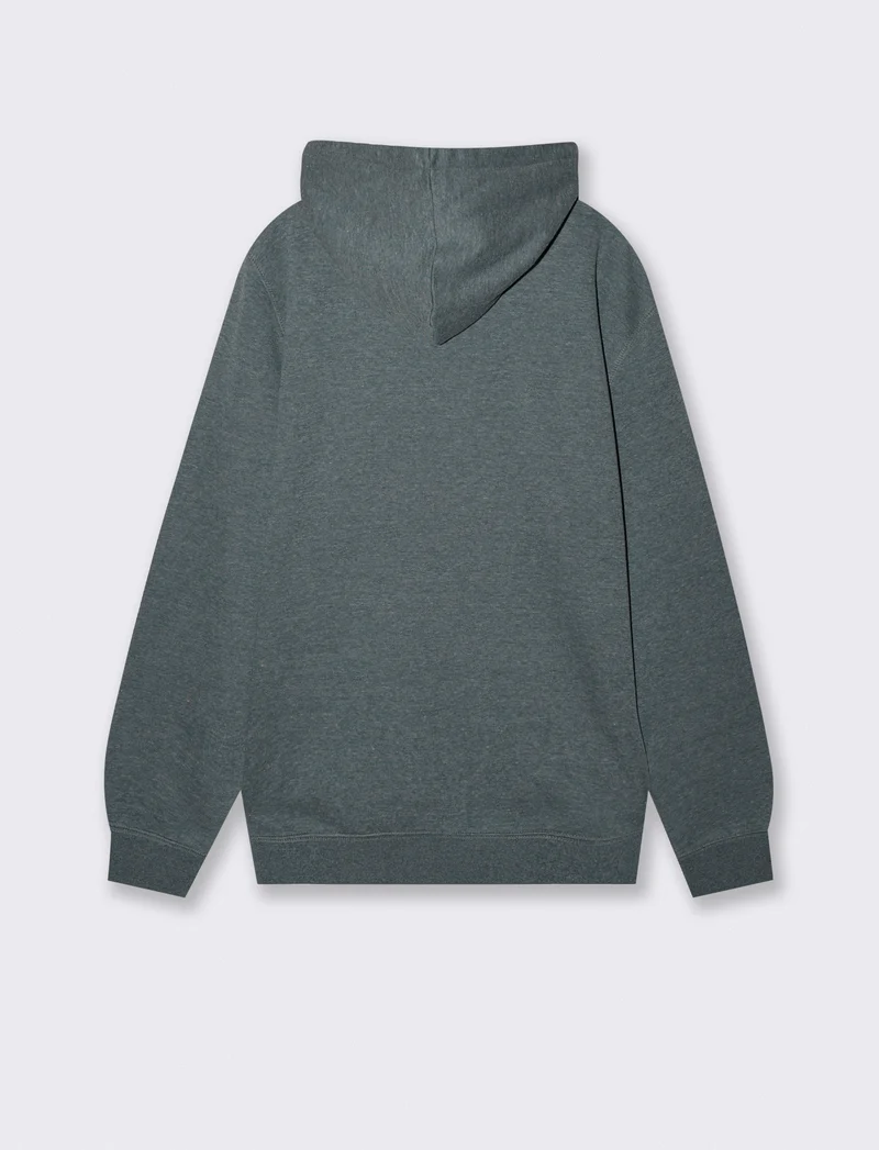 Felpa con cappuccio e cerniera melange - Verde scuro