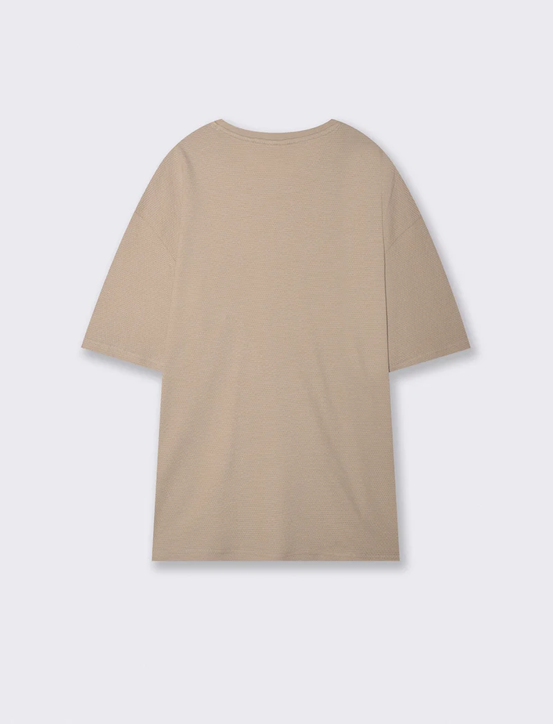 T-shirt jacquard girocollo regular fit - Beige