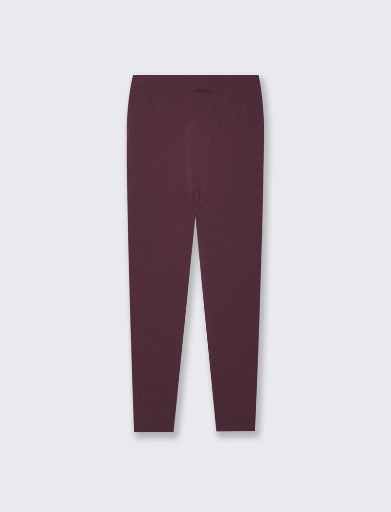 Leggings da bambina con zip e nervature - Bordeaux