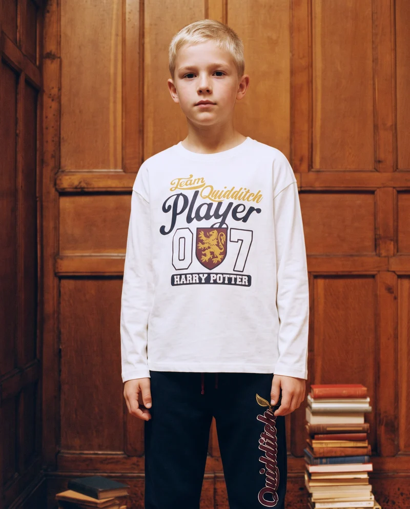 T-shirt maniche lunghe Harry Potter - Bianco latte