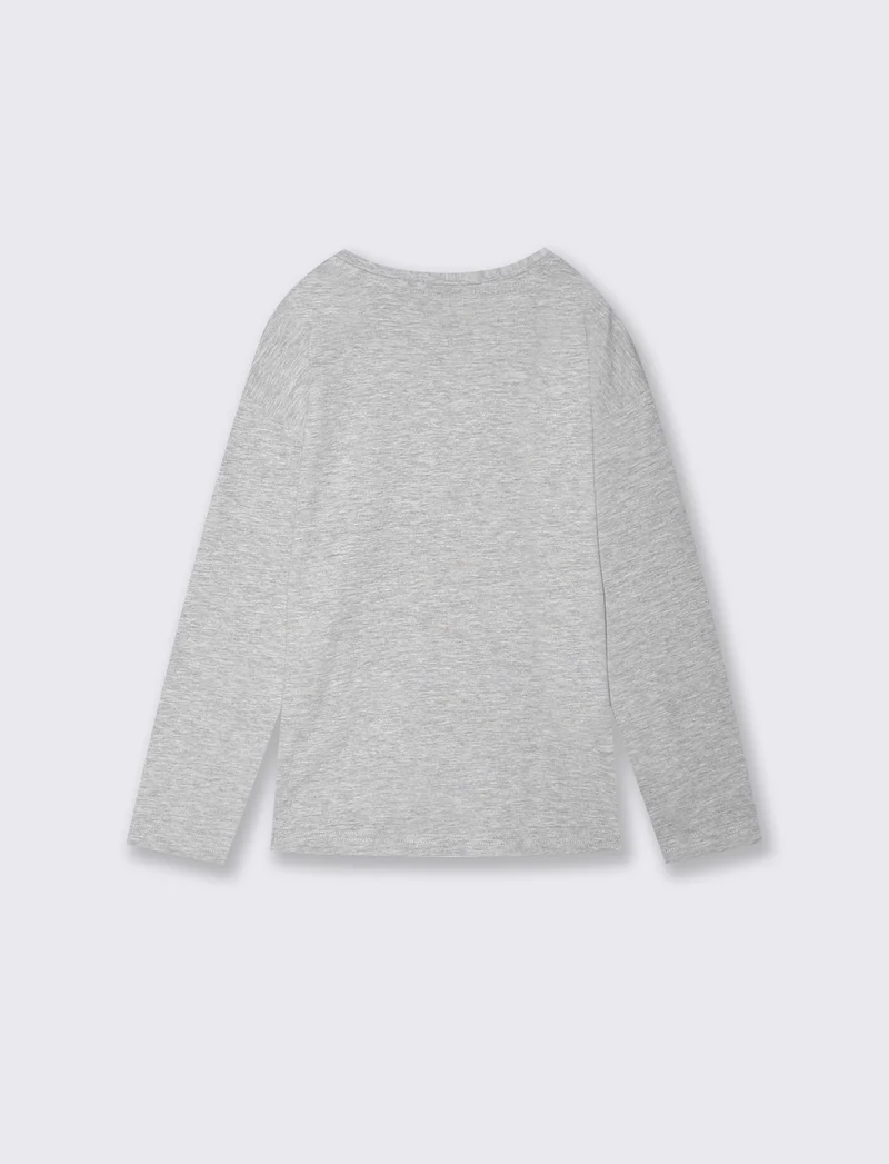 T-shirt Sonic maniche lunghe in cotone - Grigio mel.