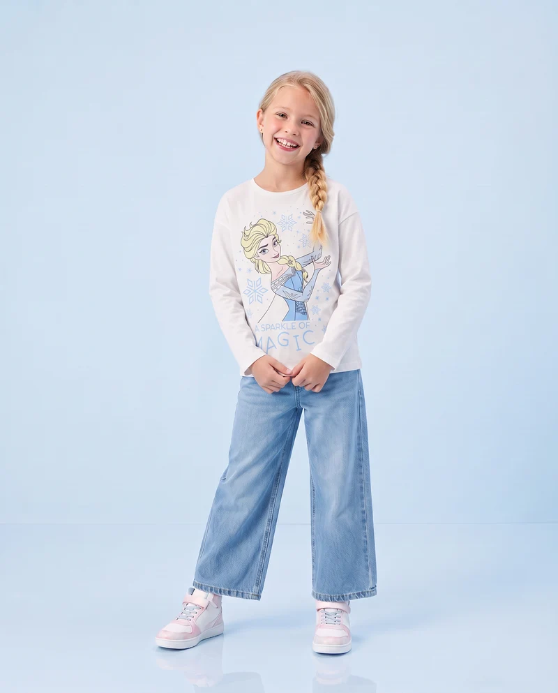 T-shirt manica lunga Disney/Frozen in cotone - Bianco