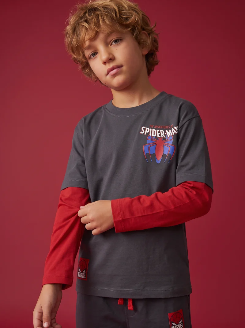 T-shirt maniche lunghe Spider-Man grigia - Grigio piombo
