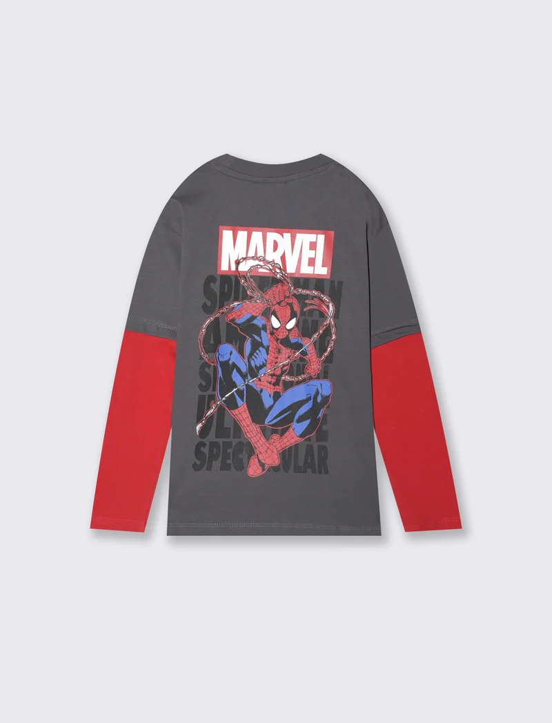 T-shirt maniche lunghe Spider-Man grigia - Grigio piombo