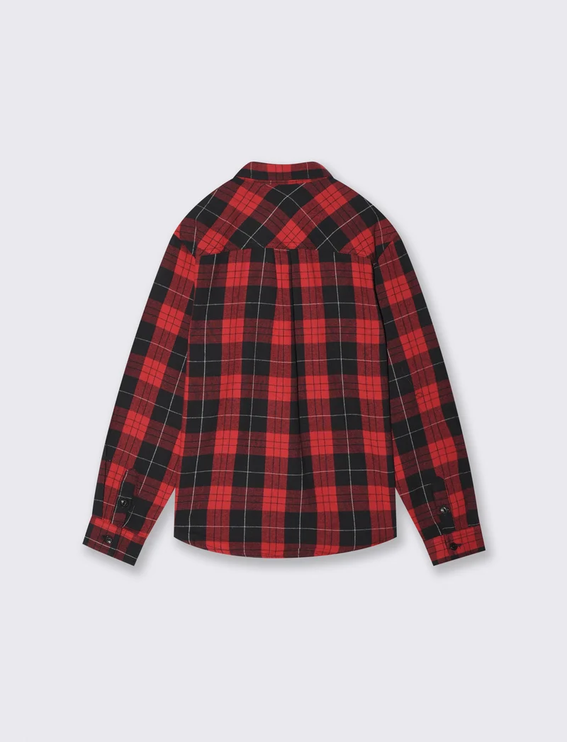 Camicia in flanella a quadri manica lunga - Rosso