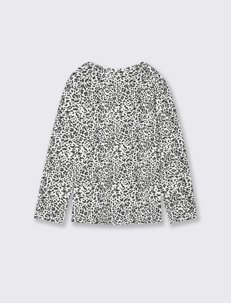 T-shirt manica lunga con stampa lucida - Fantasia