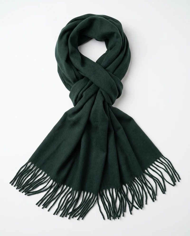 Sciarpa unita con frange eleganti - Verde petrolio