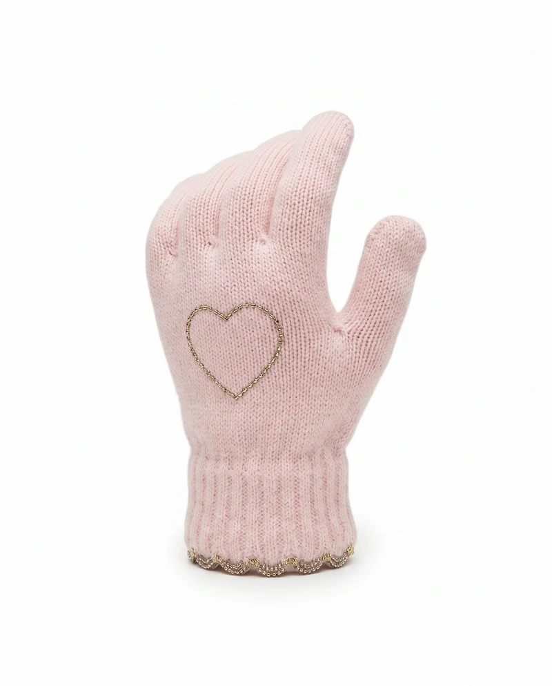 Guanti bambina con fiocco e lurex - Rosa