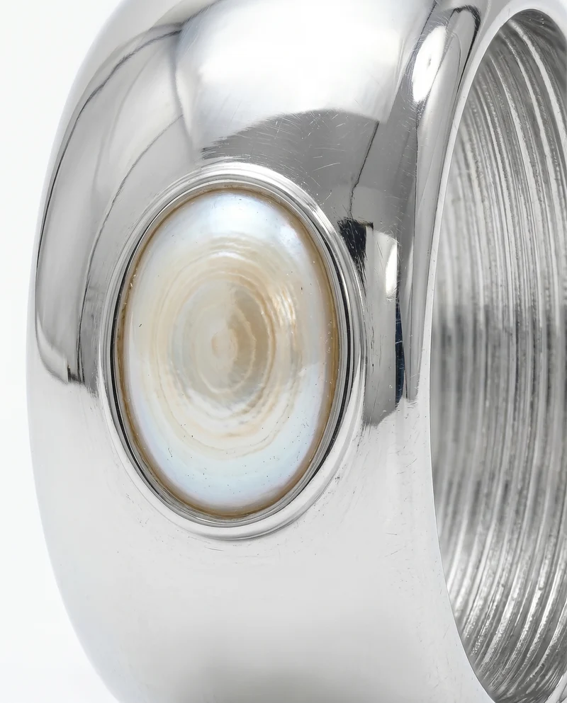 Bracciale bombato con perla - Argento