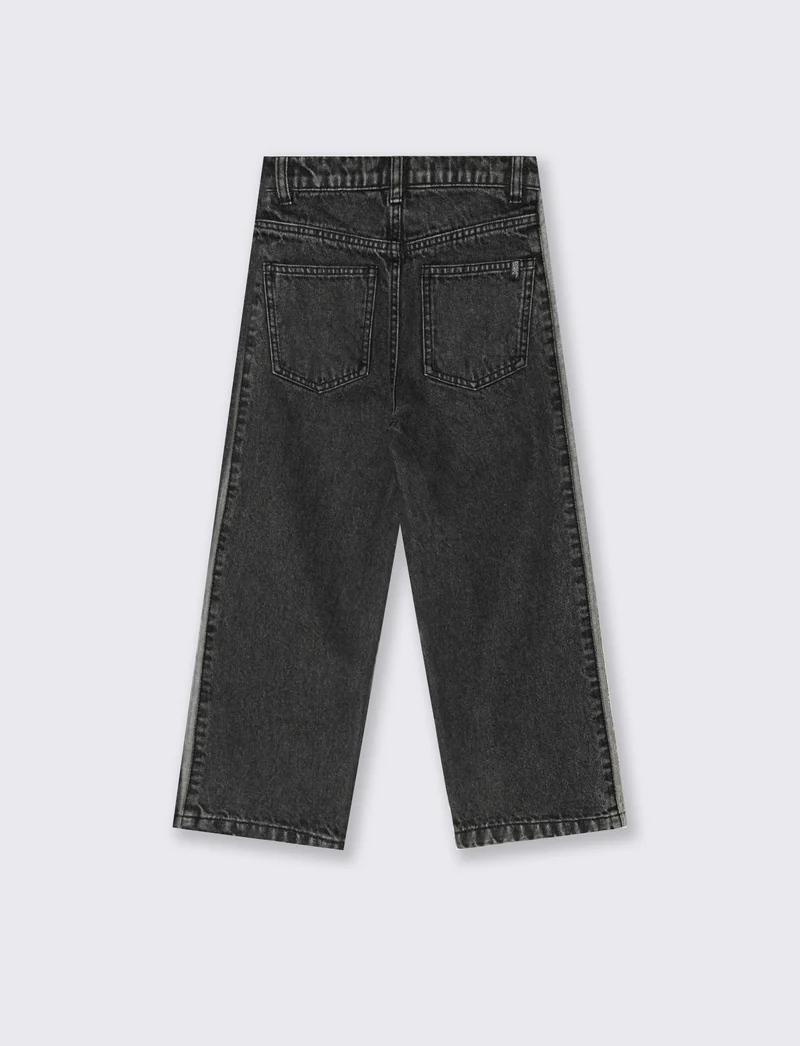 Jeans loose fit con applicazione laterale - Grigio