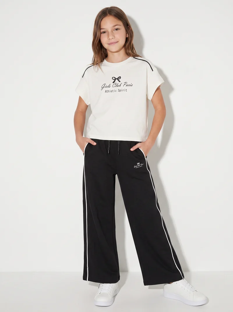 T-shirt cropped manica corta girocollo - Bianco