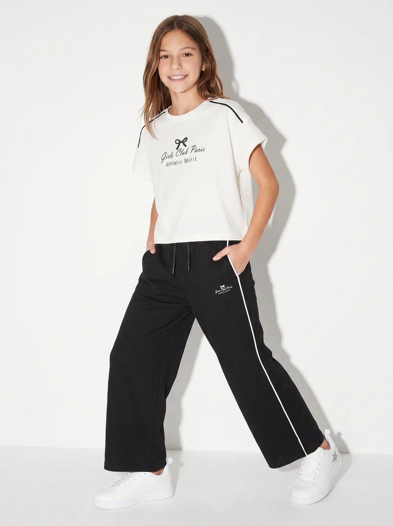 T-shirt cropped manica corta girocollo - Bianco