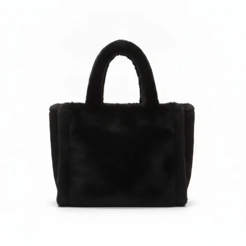 Shopper grande in finta pelliccia - Bianco sporco