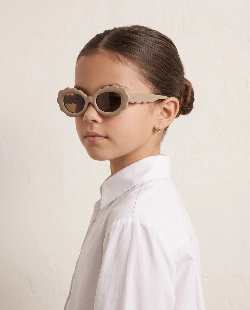 Occhiali sole bambina a forma di nuvoletta - Beige