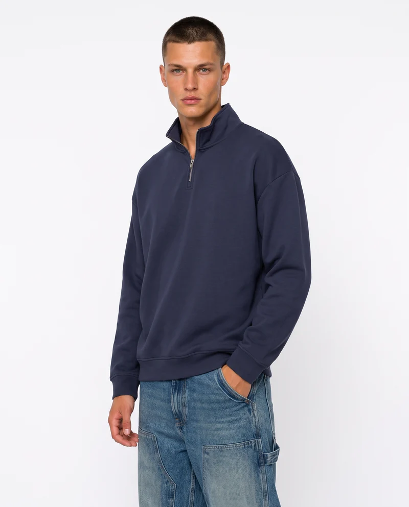 Felpa lupetto zip soft touch relaxed fit - Avion