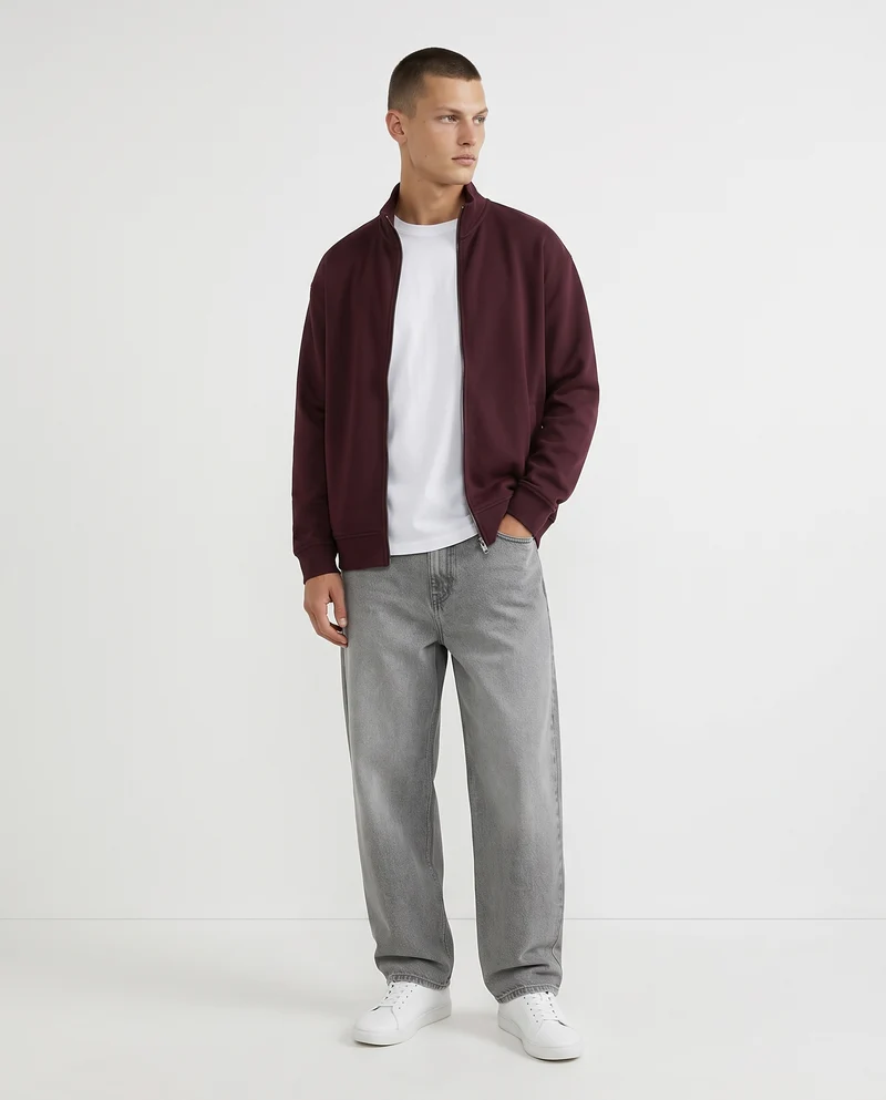 Felpa Cardigan Soft Touch Relaxed Fit - Bordeaux