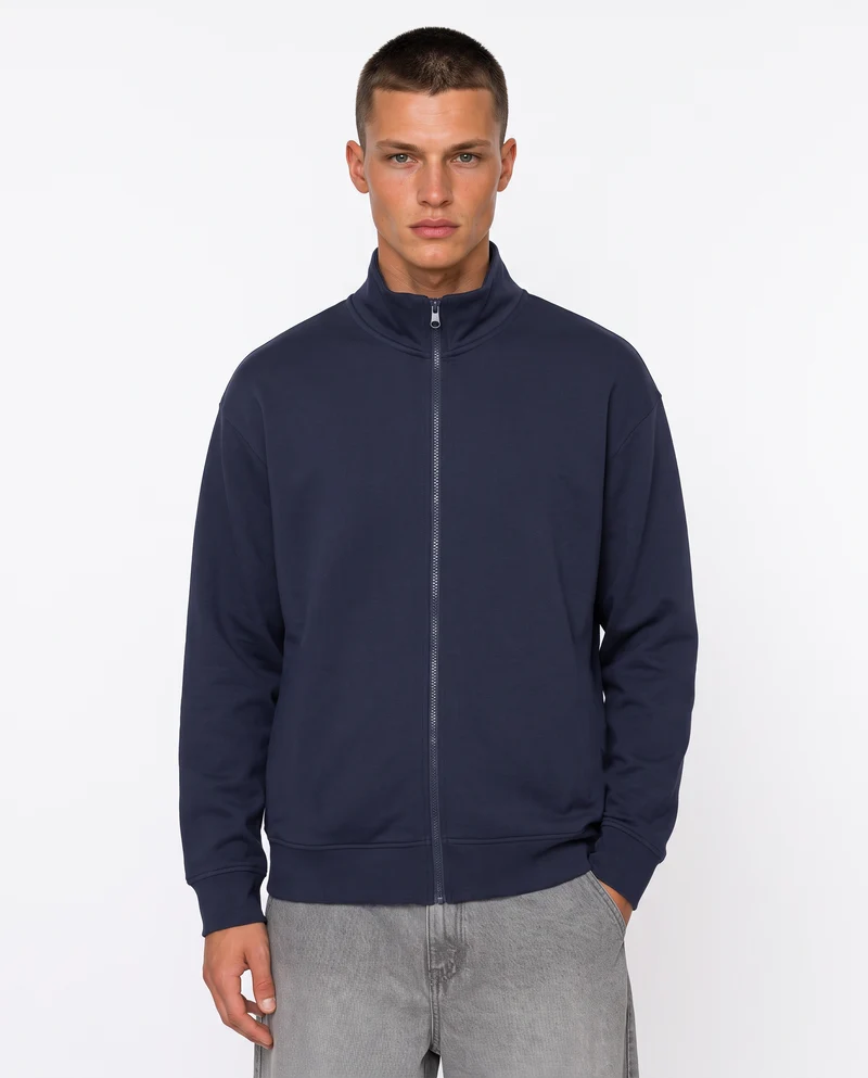 Felpa Cardigan Soft Touch Relaxed Fit - Avion