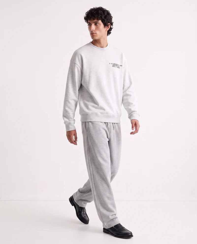 Felpa Boxy Fit con Stampe Puff Effetto - Grigio mel.