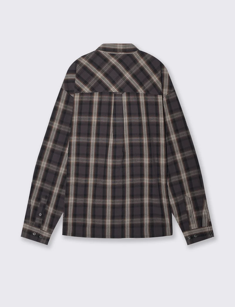 Camicia a Quadri Relaxed Fit in Cotone - Moro