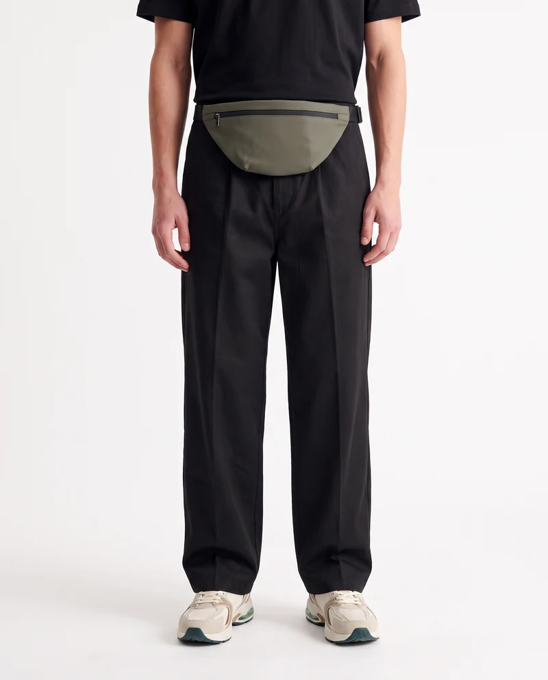 Pantaloni Chino Loose Wide Leg in Cotone - Nero