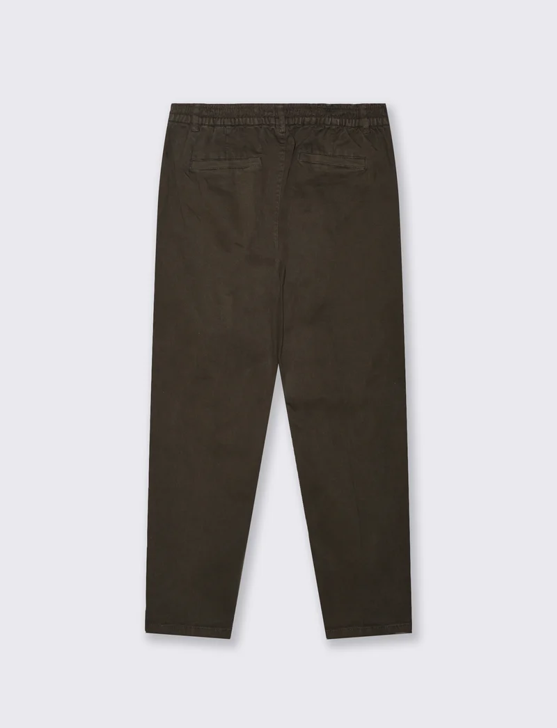 Pantaloni Chino Jogger in Twill Elasticizzati - Moro