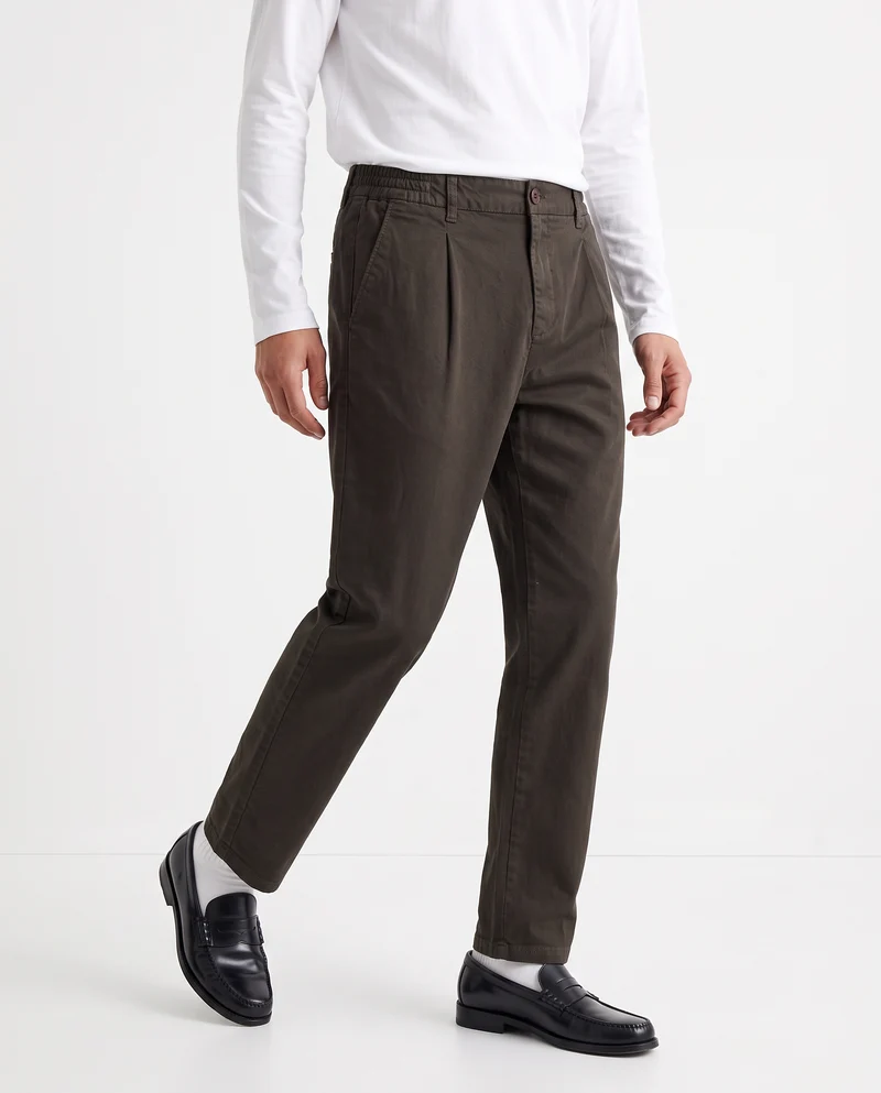 Pantaloni Chino Jogger in Twill Elasticizzati - Moro